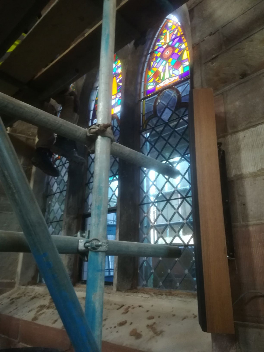 glass now re-inserted in the north aisle 